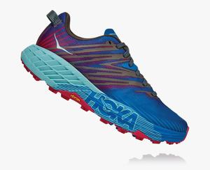 Hoka One One Women's Speedgoat 4 Wide Trail Shoes Blue/Pink Canada Sale [UABOG-0985]